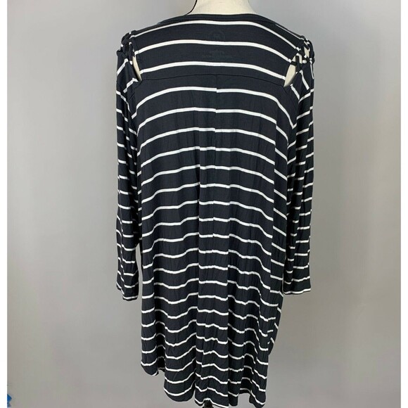 Maurices 24/7 Mini Shift A-line Dress Tunic Women 3XL B&W Stripe Detail Shoulder - Picture 7 of 11